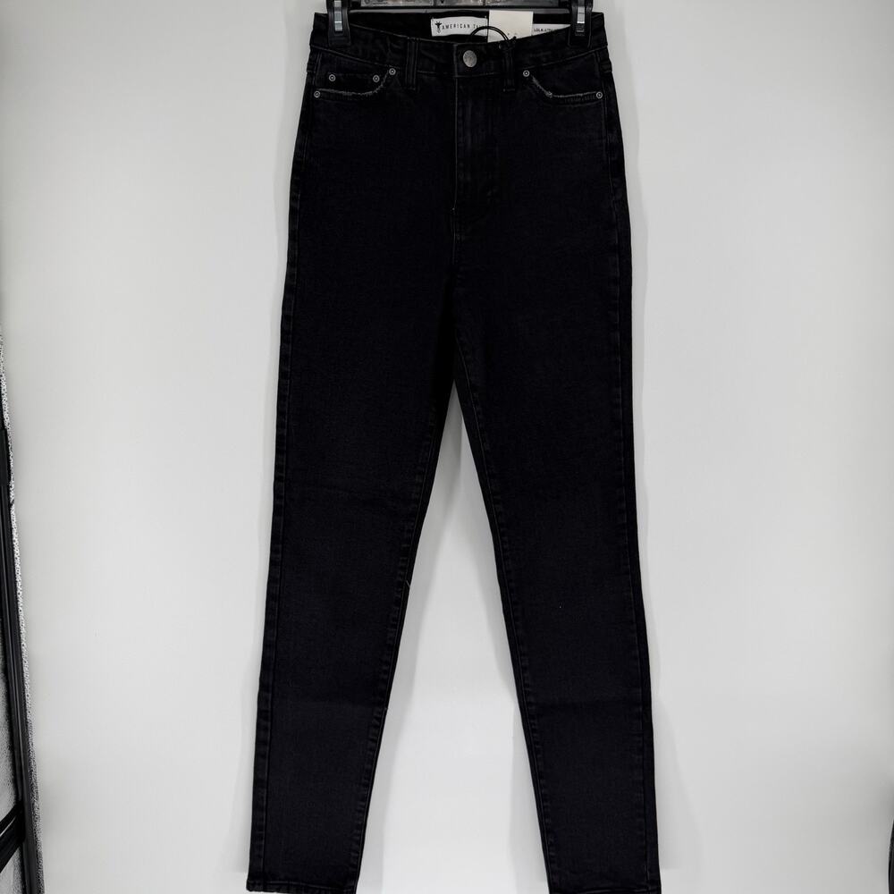 NEW American Tall Jeans Lola Ultra High Rise Stretch Slim Size 25/35 Black - Picture 1 of 8